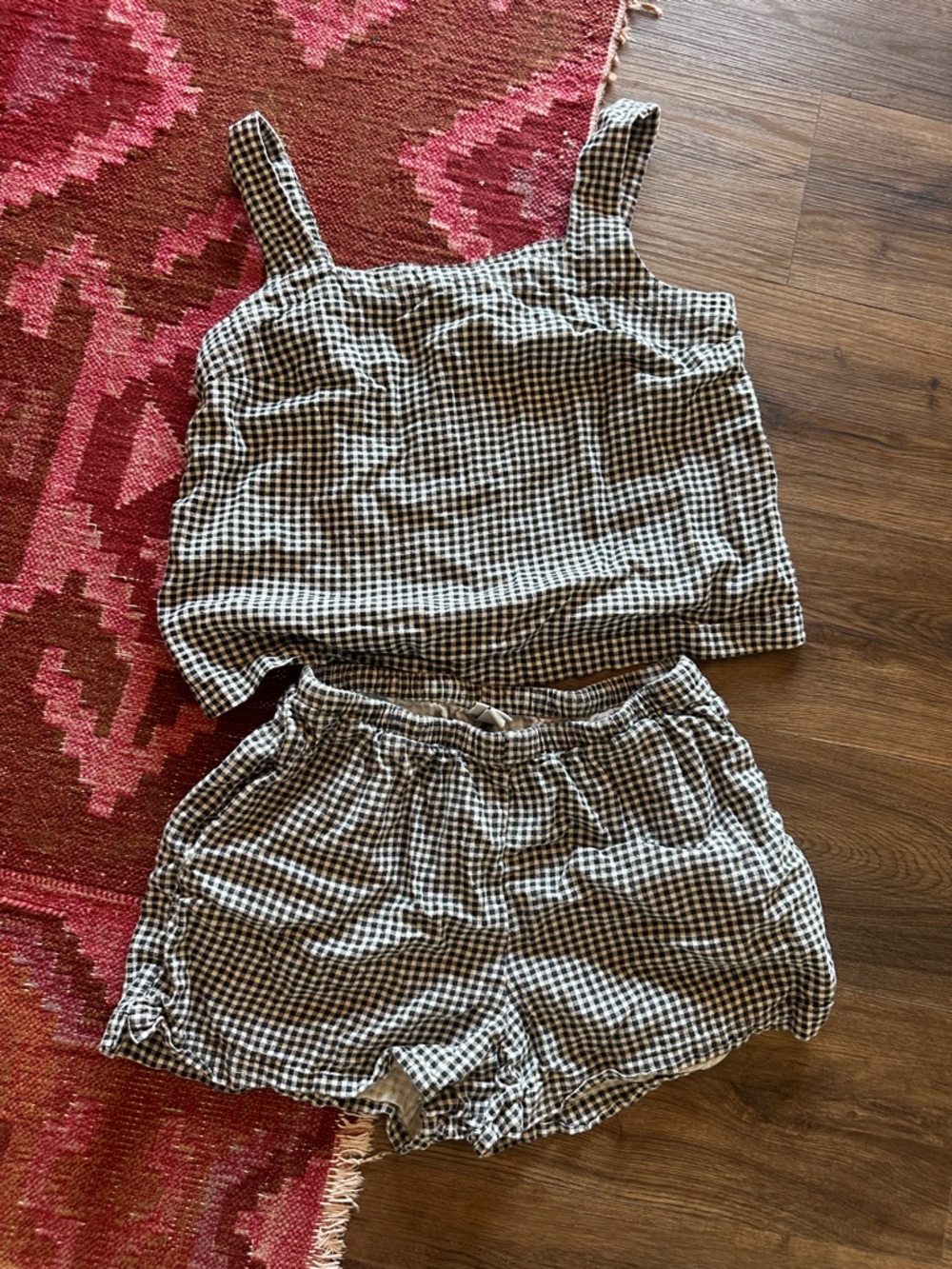 a new day Black and White Gingham Women's Shorts Set